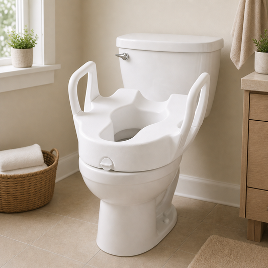 Ableware Premium Elevated Toilet Seat with Lock – With Arms