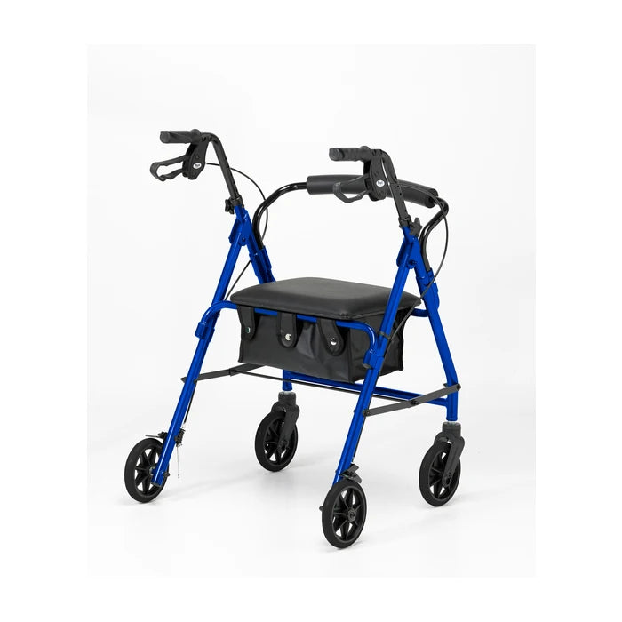 Blue walker with black seat on a white background