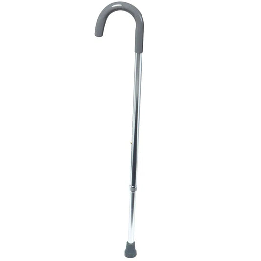 Cane with gray handle and base on a white background