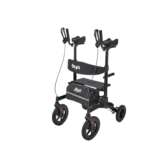 Black and gray rollator with 'Oasis' branding on a white background