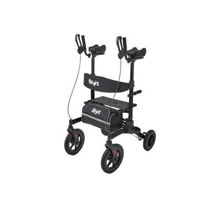 Black and gray rollator with 'Oasis' branding on a white background