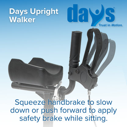 Days Upright Walker with handbrake mechanism on a blue background
