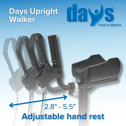 Days Upright Walker with adjustable hand rest on a blue gradient background