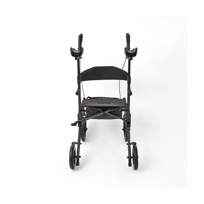 Black walker with seat on a white background
