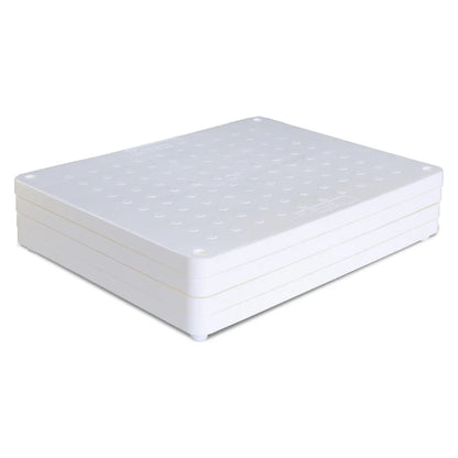 Stack of white bath steps on a white background