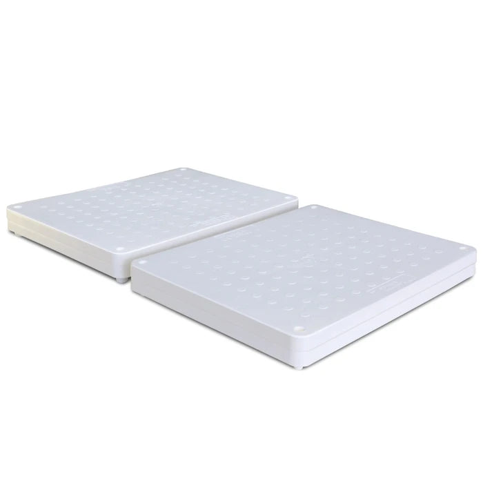 Two white bath steps on a white background
