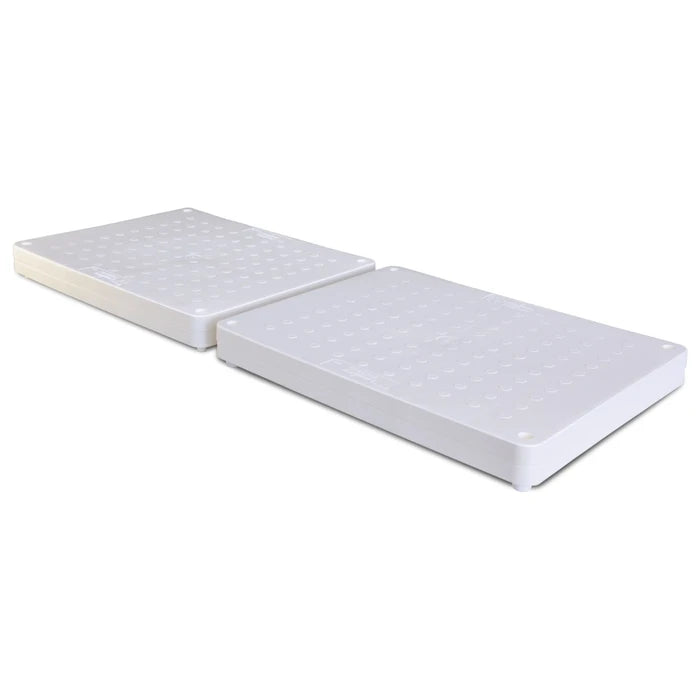 Two white bath steps on a white background