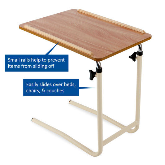 Wooden laptop desk with small rails on a white background