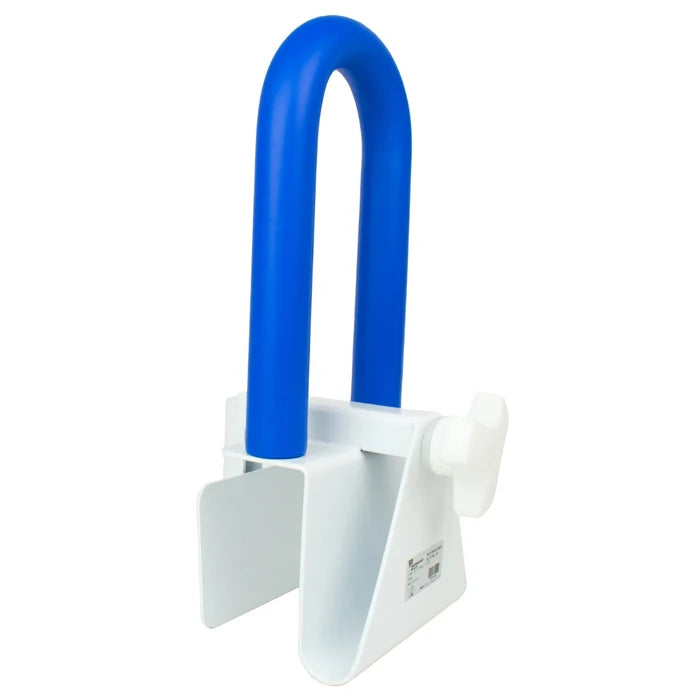 Blue and white plastic tool on a white background