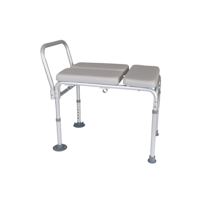 Bath transfer bench with armrests and seat on a white background
