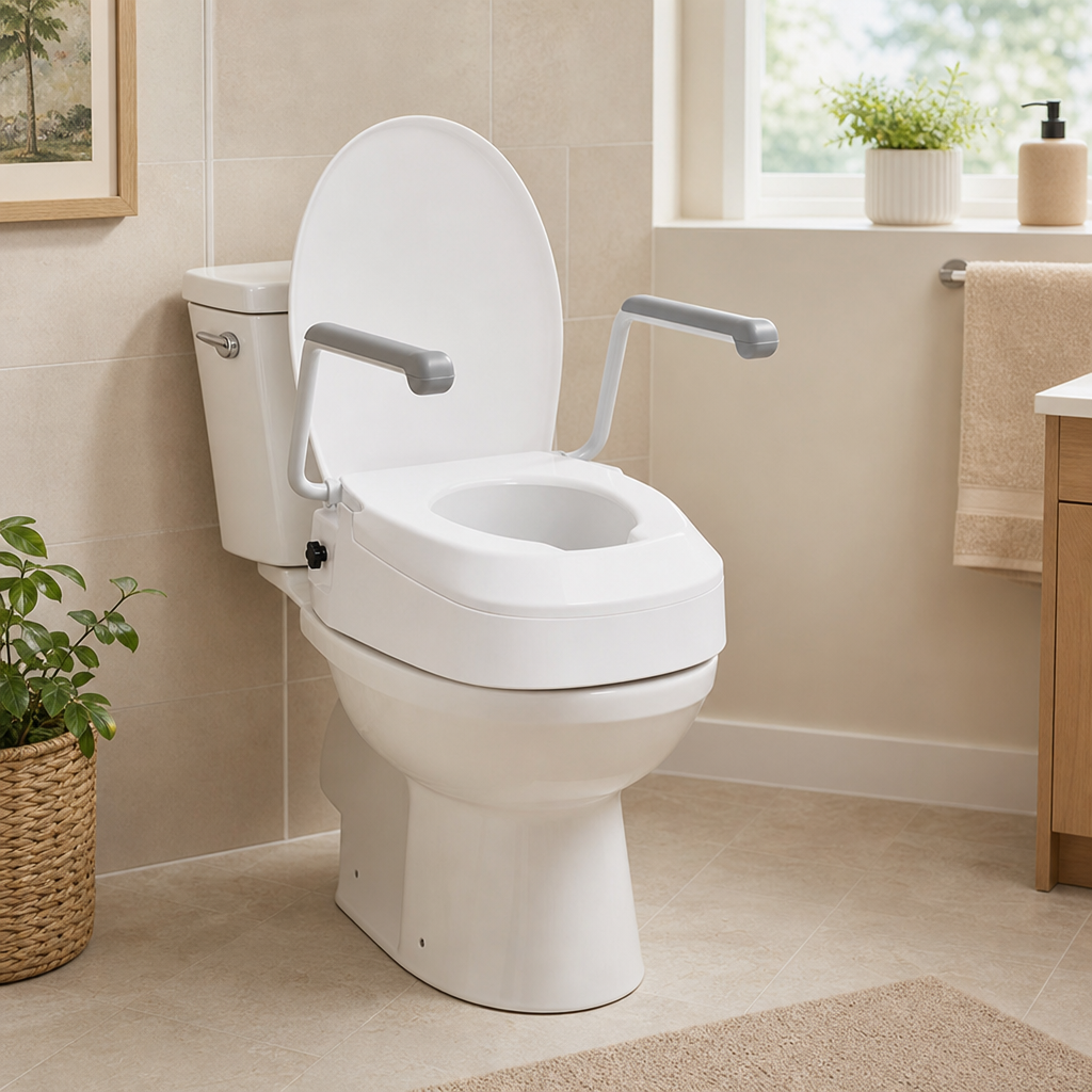 Raised Toilet Seat with Armrests – 3 Height Options