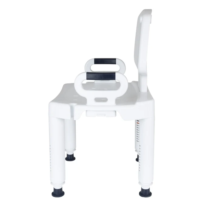 White chair with black feet and handles on a white background