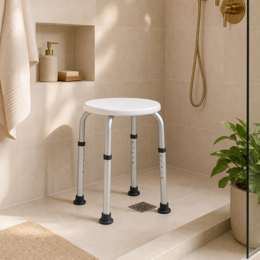 Round Shower Stool – Height‑Adjustable 20"–24"