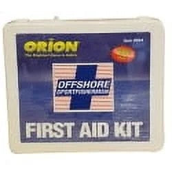 First aid kit with Orion and DFFSHORE branding on a white background

