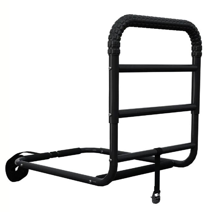 Black safety rail on white background
