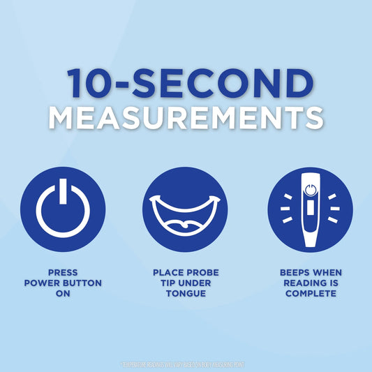 Veridian 10-Second Digital Thermometer – Flexible Tip, F&C Modes, Water-Resistant, All Ages