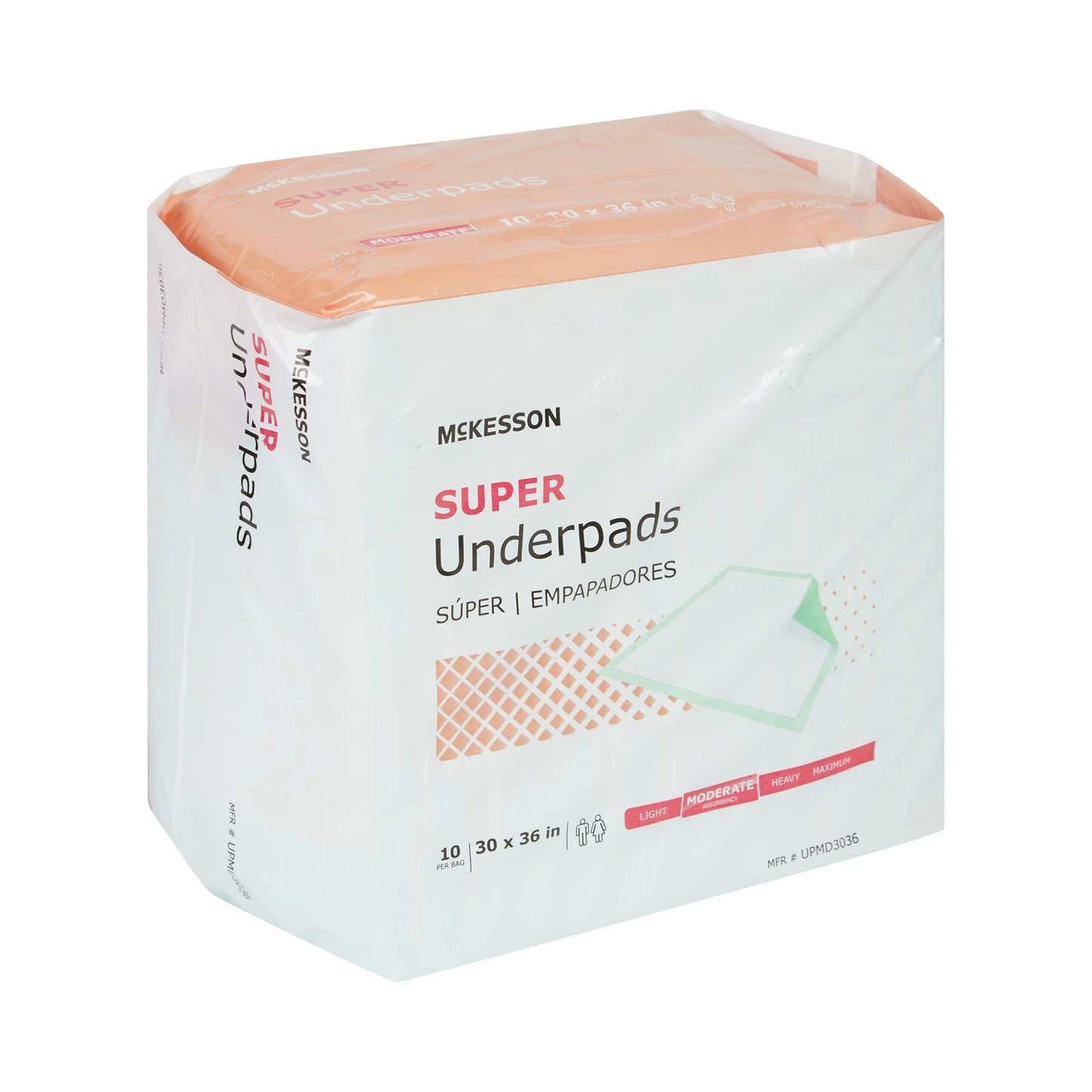 Box of McKesson Super Underpads on a white background