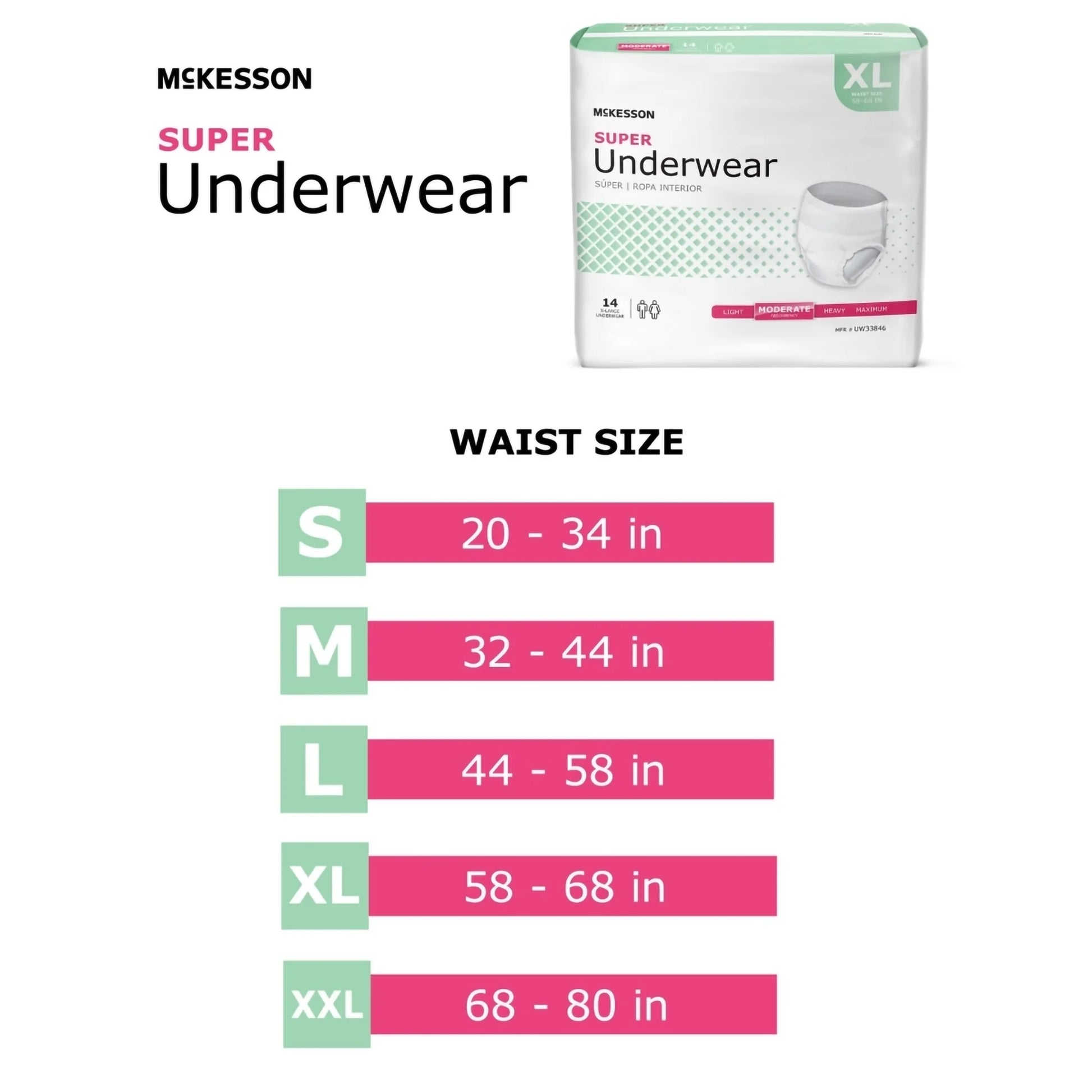 Super Underwear, Incontinence, Moderate Absorbency, XL, 56 Ct
