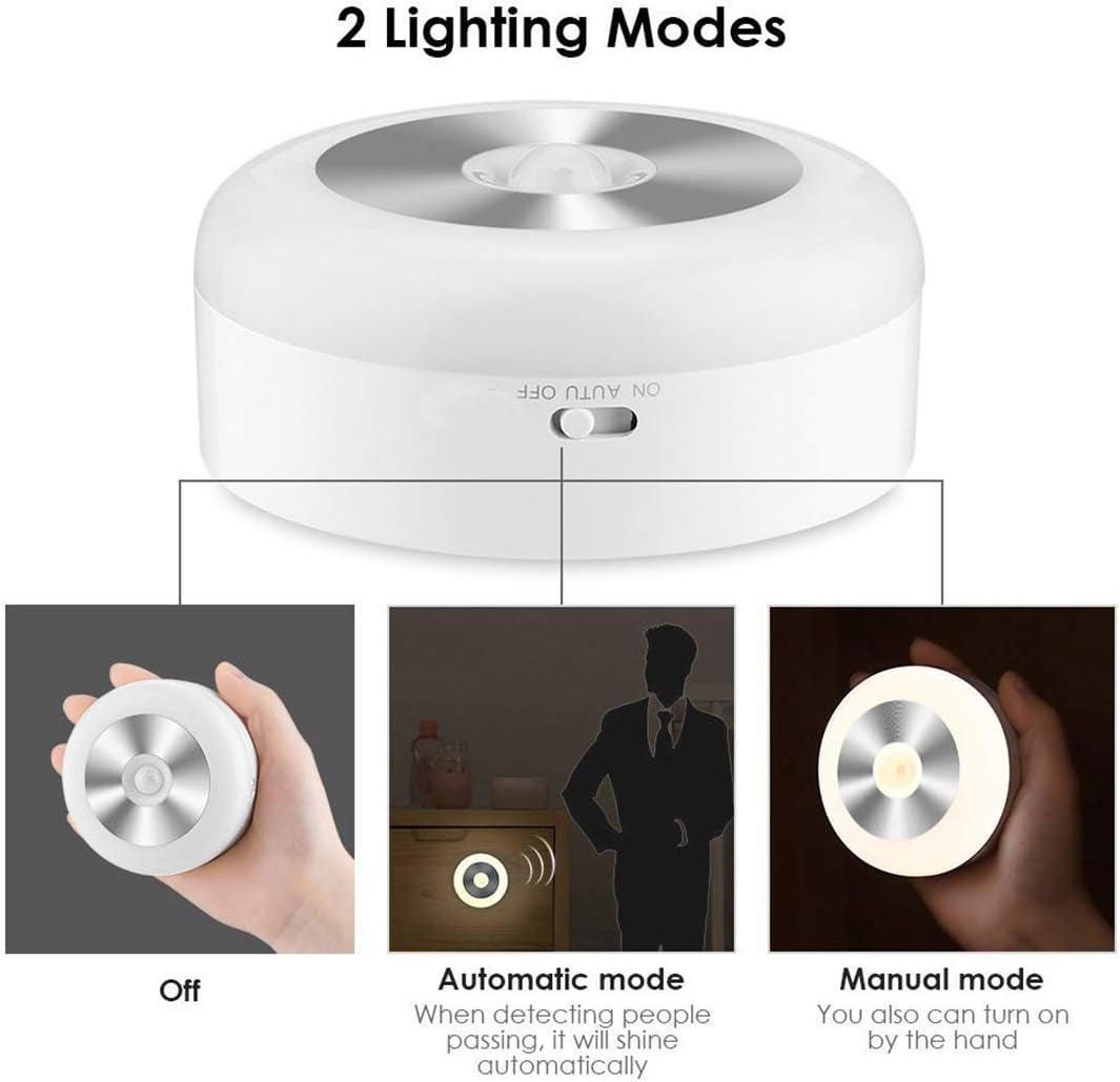 White LED night light with two lighting modes shown on a white background

