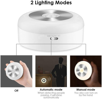 White LED night light with two lighting modes shown on a white background


