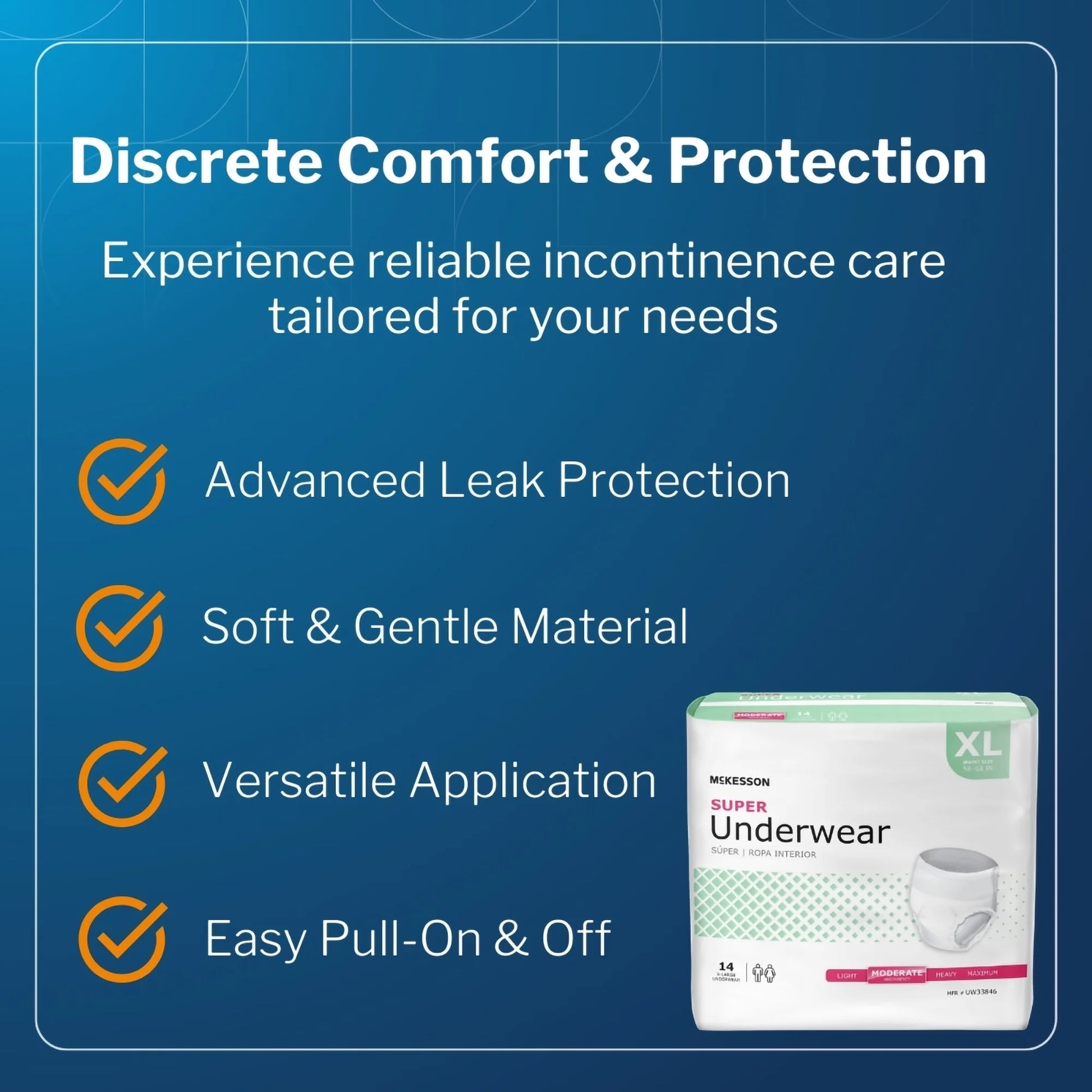 Super Underwear, Incontinence, Moderate Absorbency, XL, 56 Ct