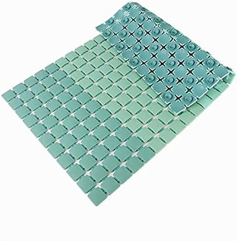 Teal mosaic tile pattern on a white background

