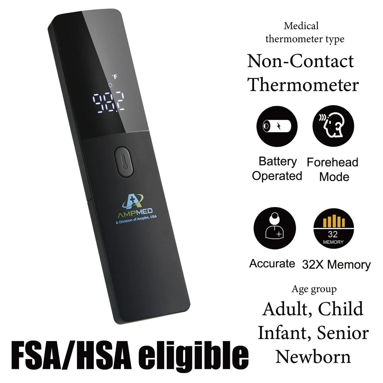 Medical Grade Non-Contact Forehead Thermometer for Adults and Kids, No-Touch Digital Baby Fever Thermometer, FSA HSA Approved