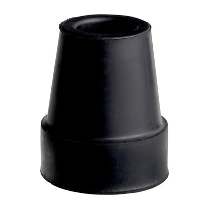 Black rubber cane tip on a white background

