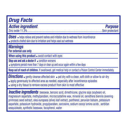 Drug facts label for a skin protectant product with active ingredient zinc oxide.

