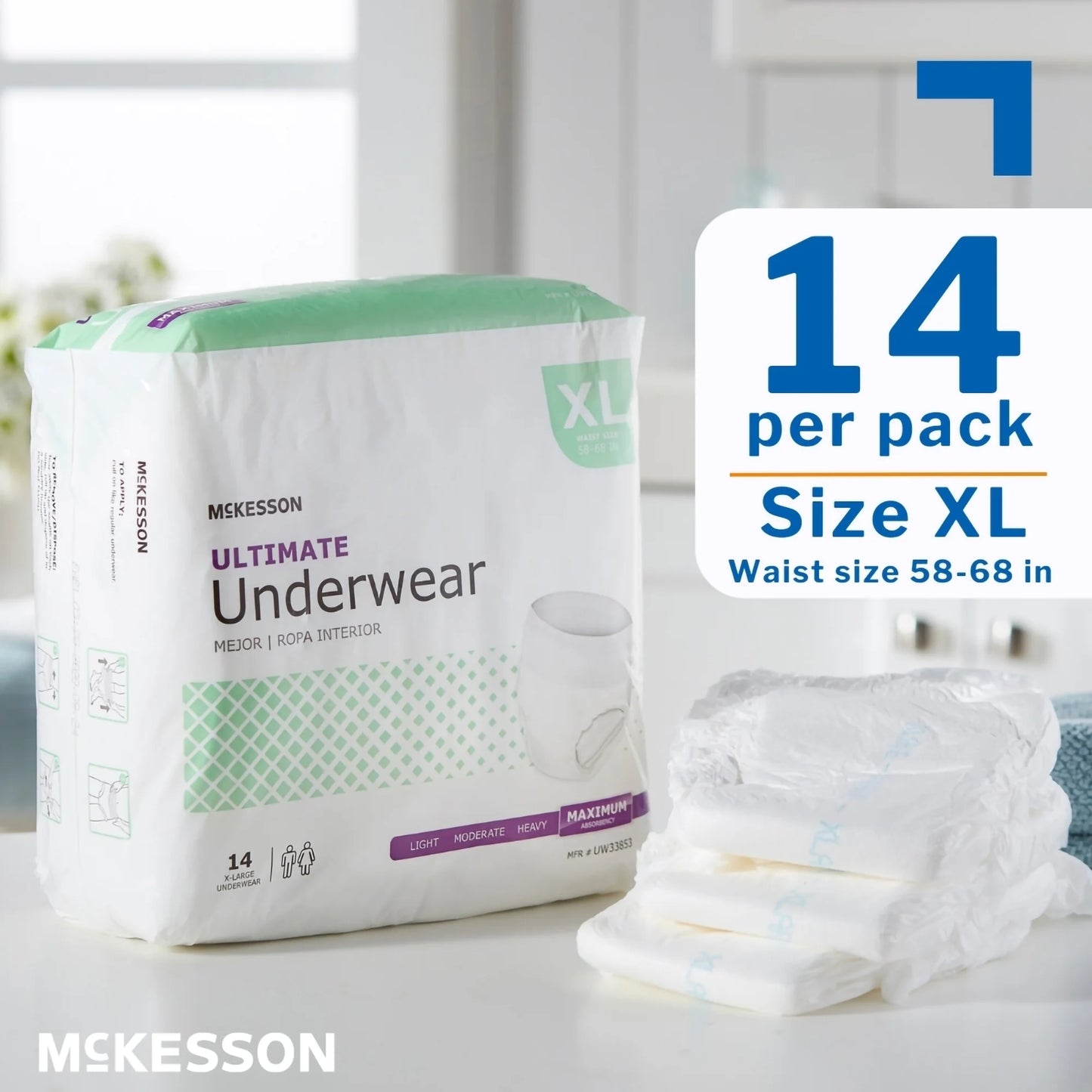 Ultimate Underwear, Incontinence, Maximum Absorbency, XL, 14 Ct