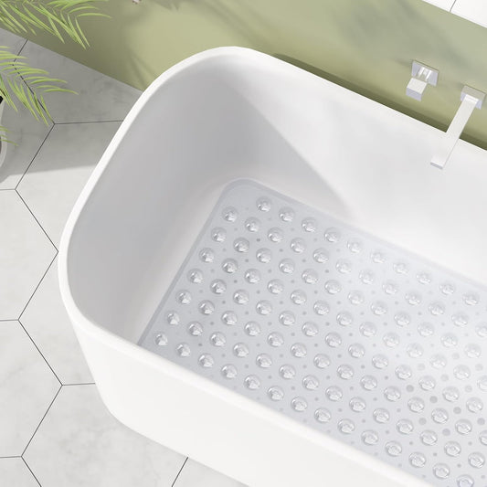 Amazerbath Non-Slip Shower Mat — 40x16", Clear, Suction Cups