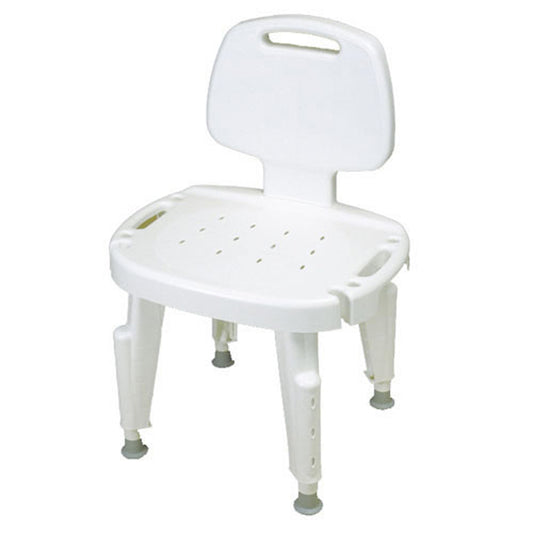Ableware Adjustable Shower Seat with Back – No Arms, Height Adjustable, Made in USA