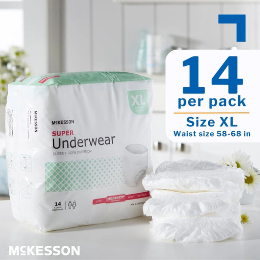 Super Underwear, Incontinence, Moderate Absorbency, XL, 56 Ct