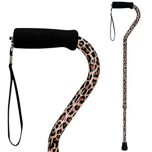 Walking Cane and Walking Stick for Men and Women, Lightweight and Adjustable, FSA HSA Eligible, Supports up to 250 Lbs with Ergonomic Soft Foam Offset Hand Grip and Wrist Strap, Leopard