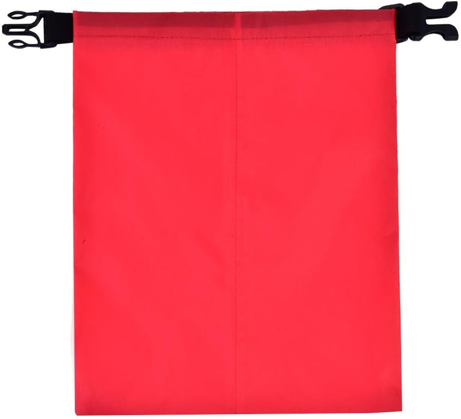 Red drawstring bag with black straps on a white background


