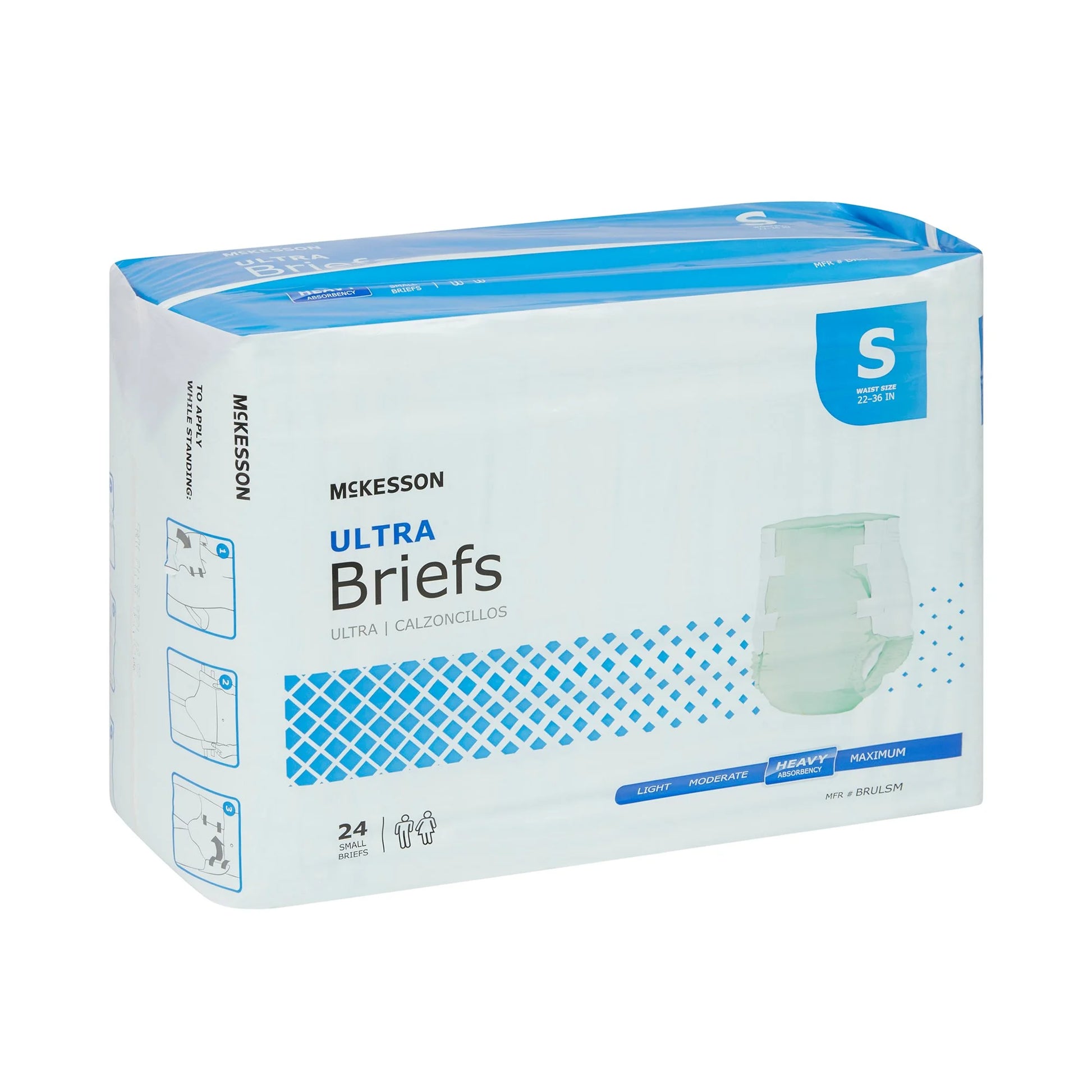 Ultra Adult Incontinence Briefs, Disposable, Unisex, Small, 24 Count, 1 Pack