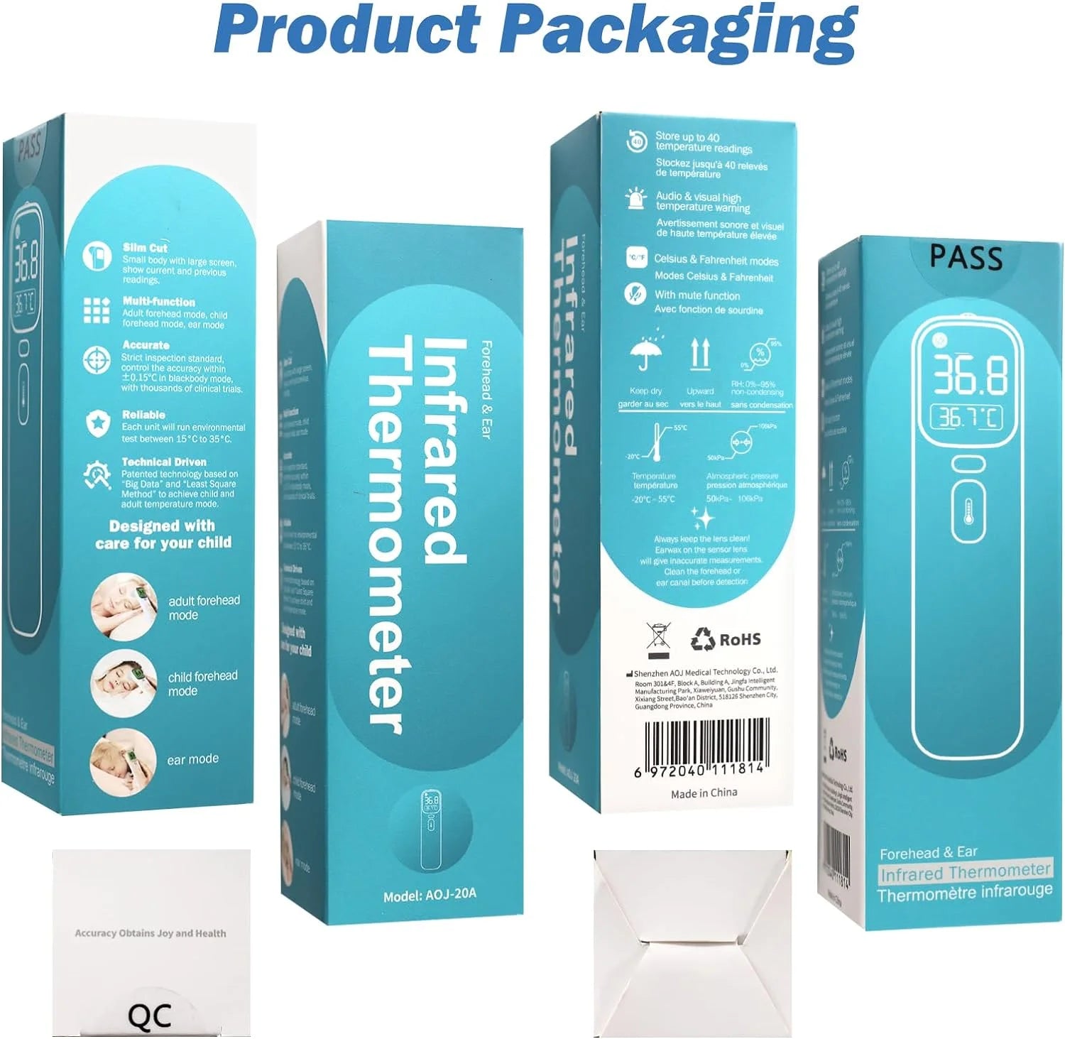Ear Thermometer for Kids, Baby Thermometer with Forehead and Ear Mode for Adults, Infant, Kids and Toddler, Touchless and 1 Second Reading with Fever Alarm and Mute Function