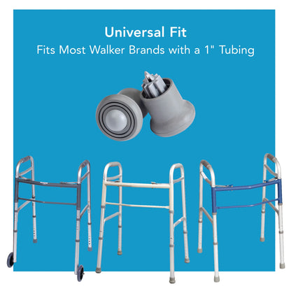 Gray walker parts with text on a blue background
