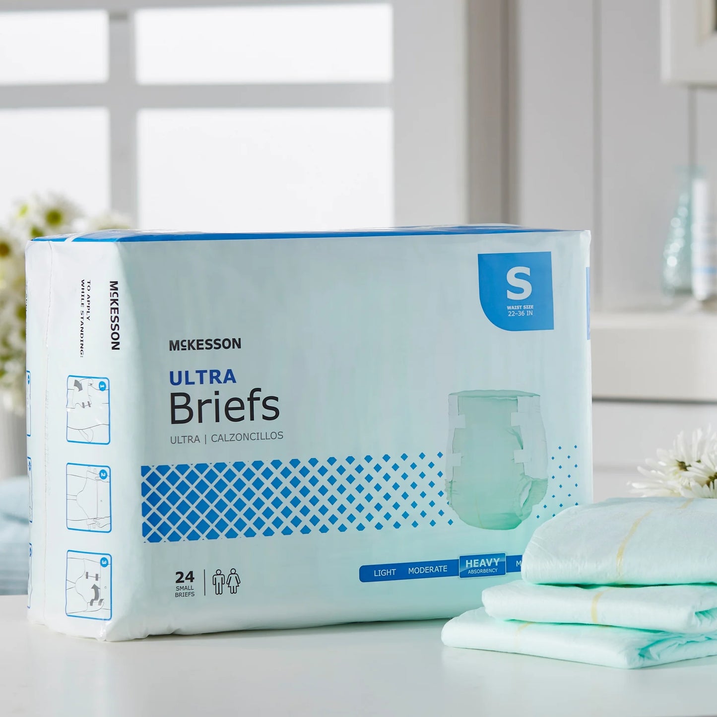 Ultra Adult Incontinence Briefs, Disposable, Unisex, Small, 24 Count, 1 Pack