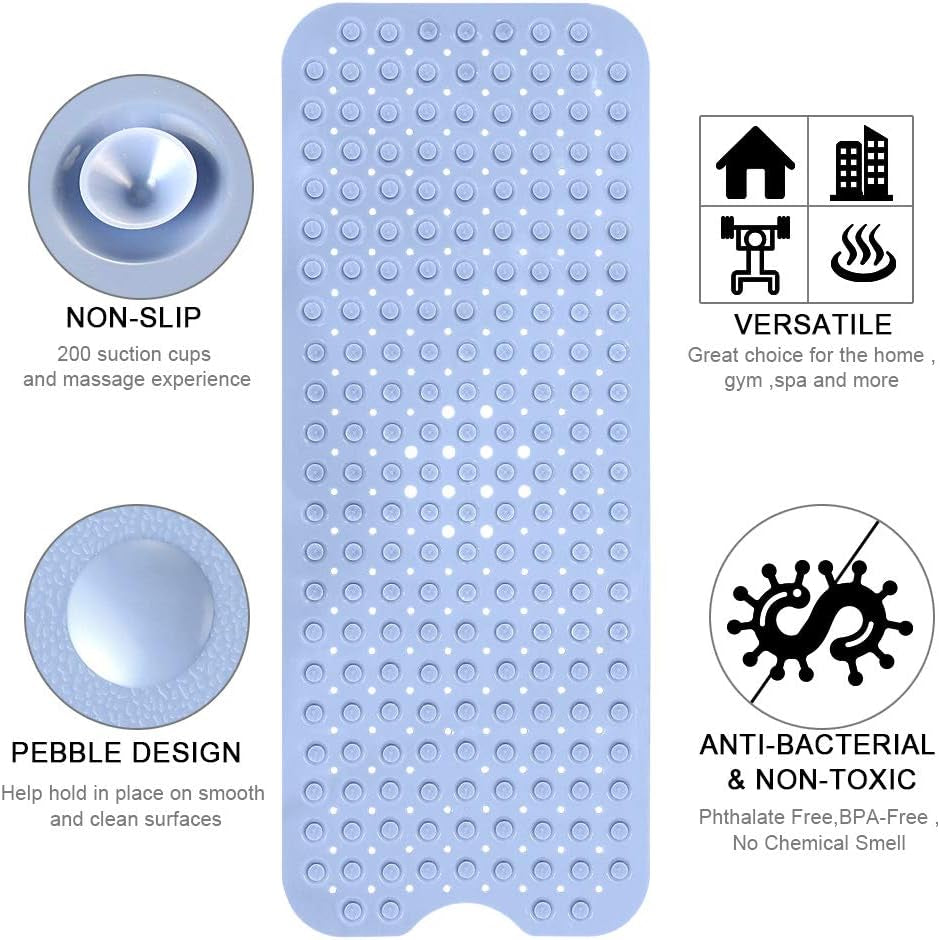 Blue textured mat with features highlighted on a white background

