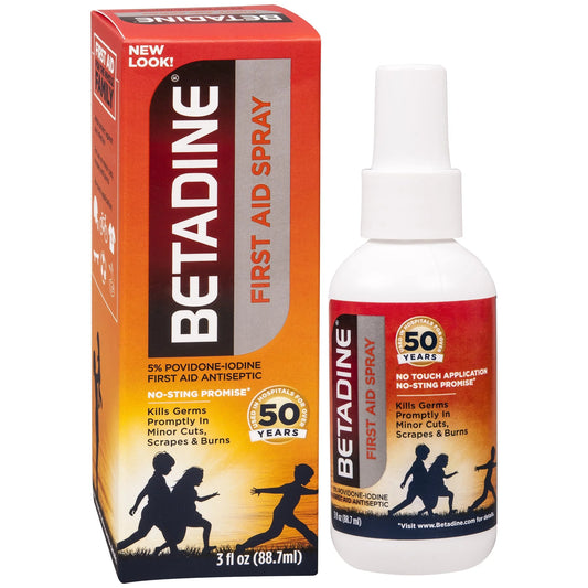 Betadine First Aid Spray – 3 oz (Pack of 4), Antiseptic