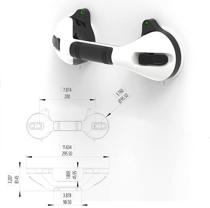 Top-down view of a scooter with technical drawings and measurements on a white background