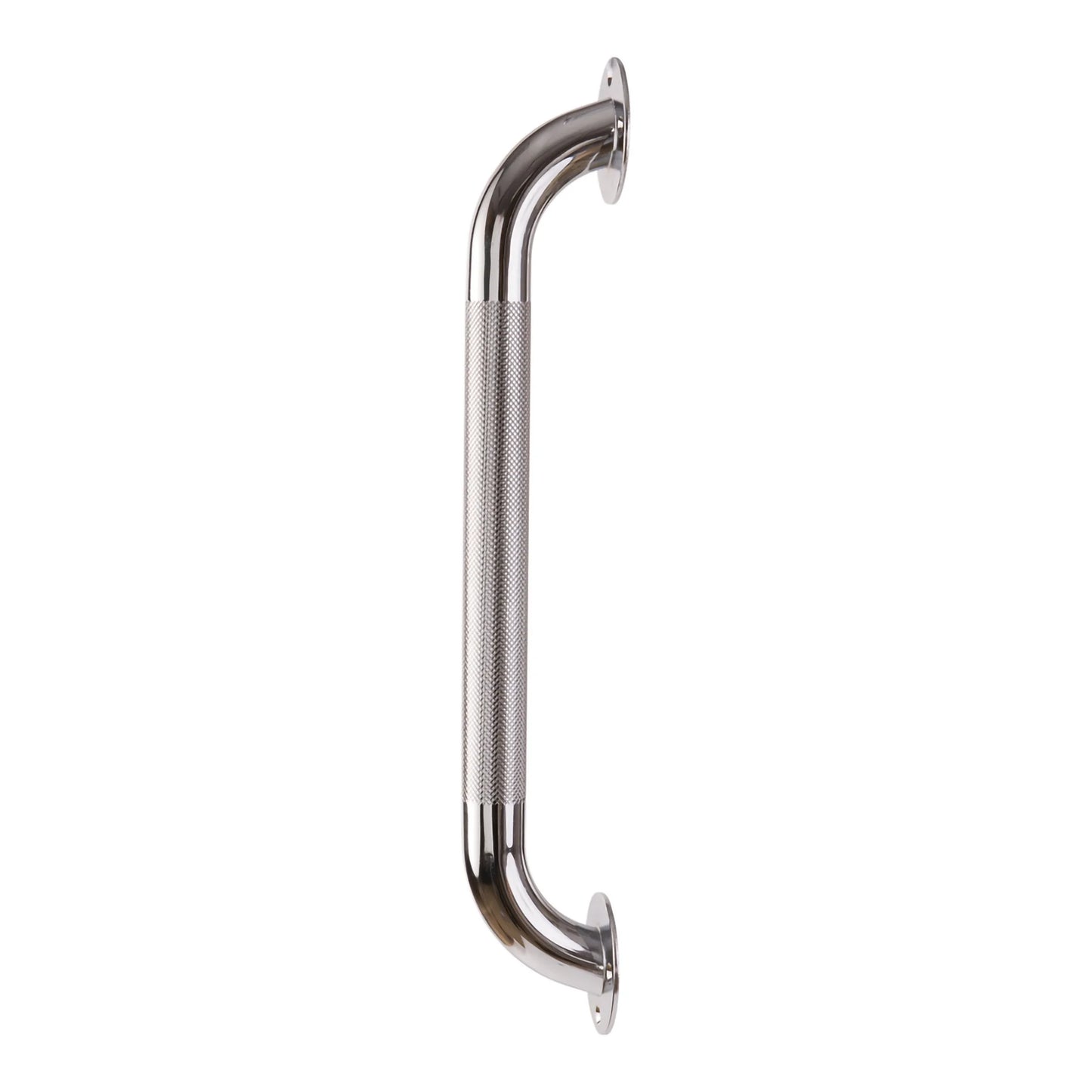 Metallic grab bar on a white background