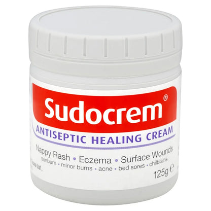 Sudocrem antiseptic healing cream jar on a white background

