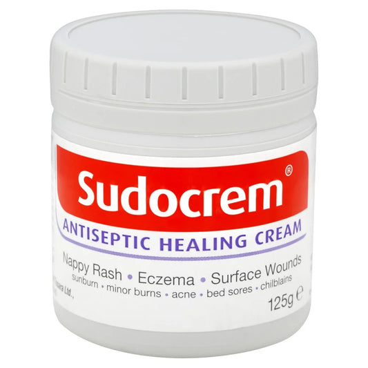 Sudocrem antiseptic healing cream jar on a white background

