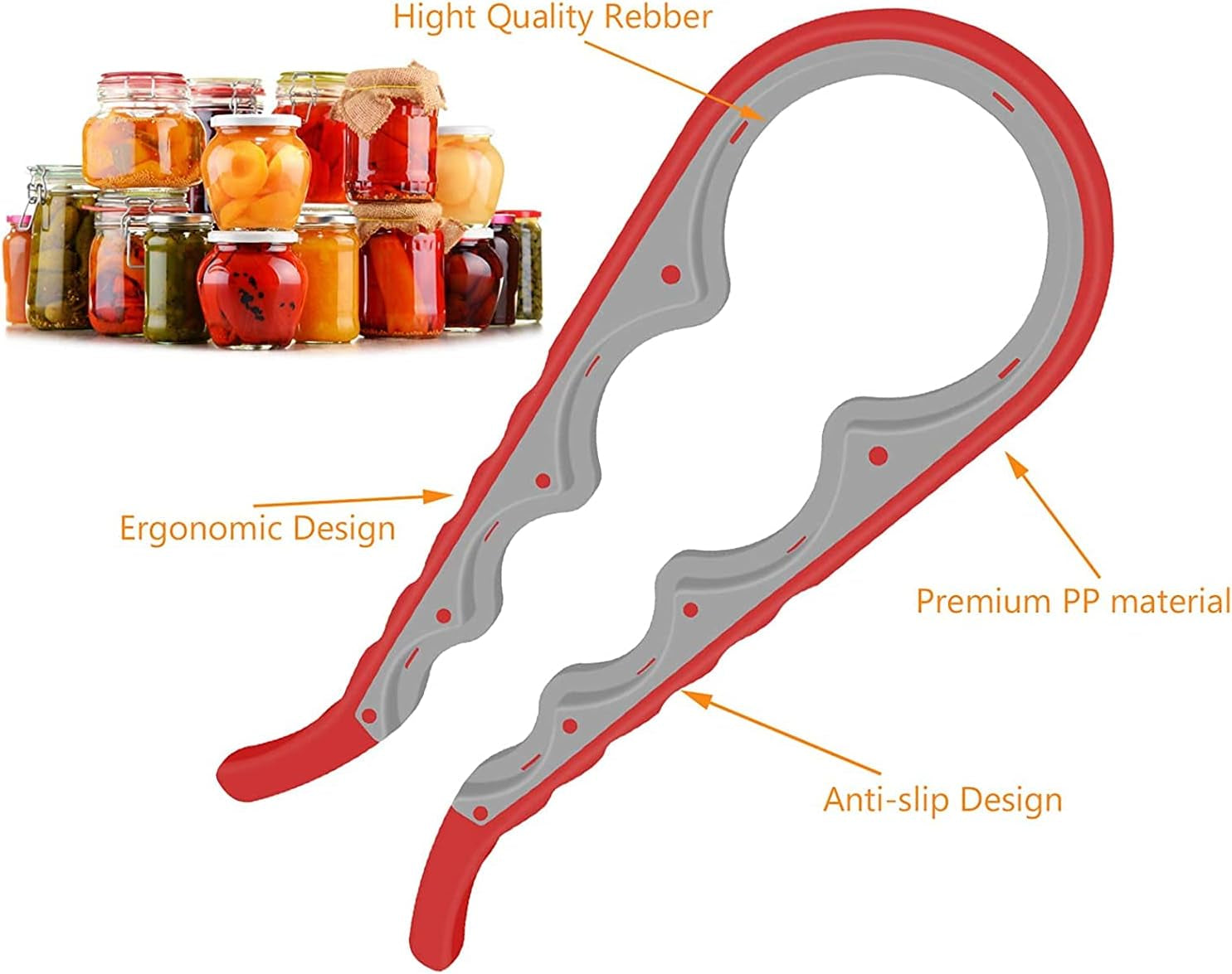 Jar opener with features highlighted on a white background