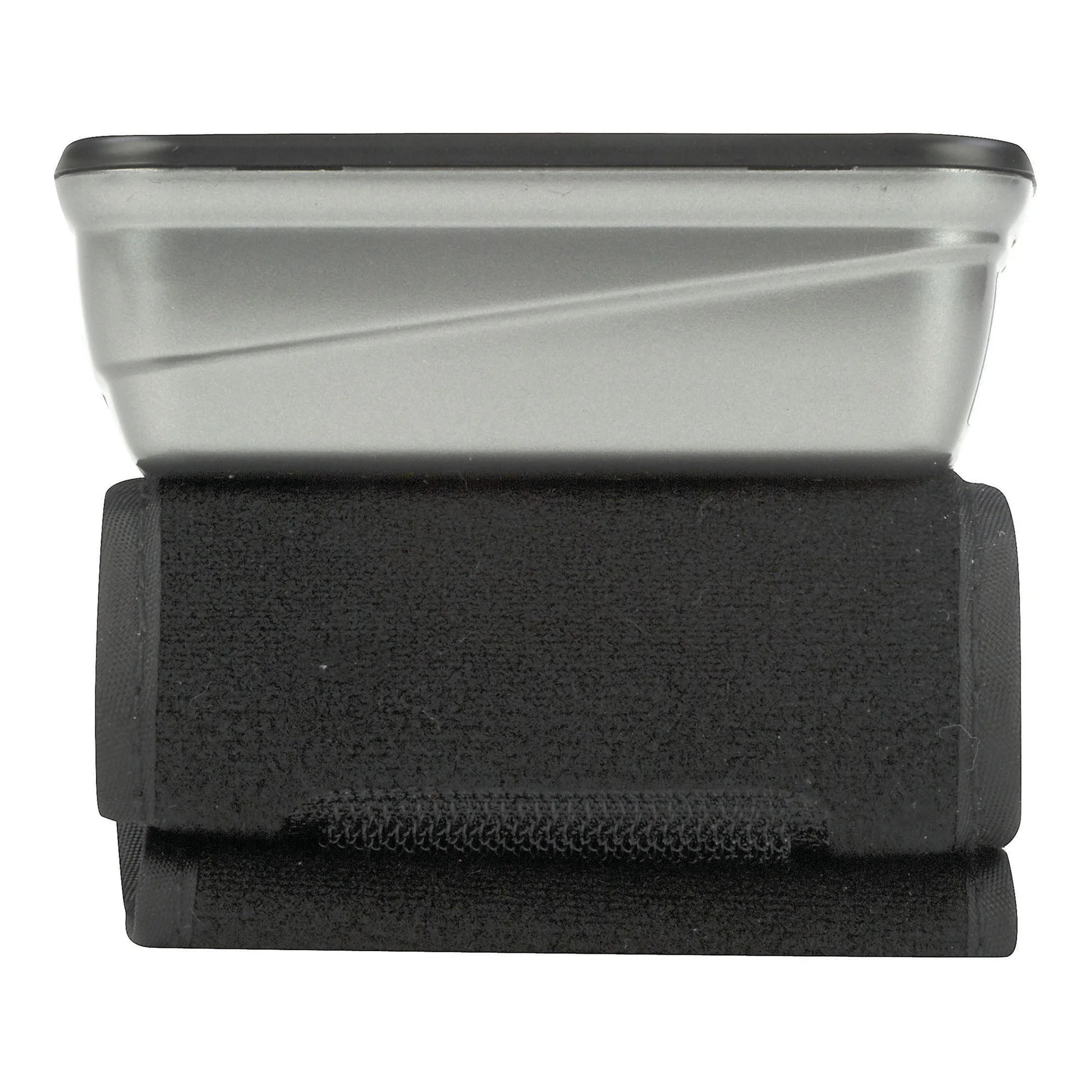 Collapsible silicone bowl with black carrying case on a white background
