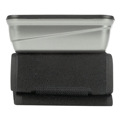 Collapsible silicone bowl with black carrying case on a white background