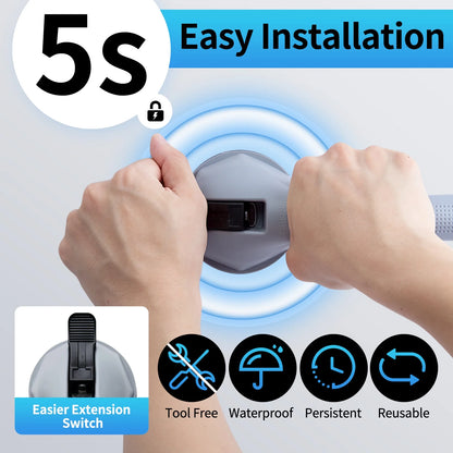 Hands installing an extension switch with '5S' branding and features listed.