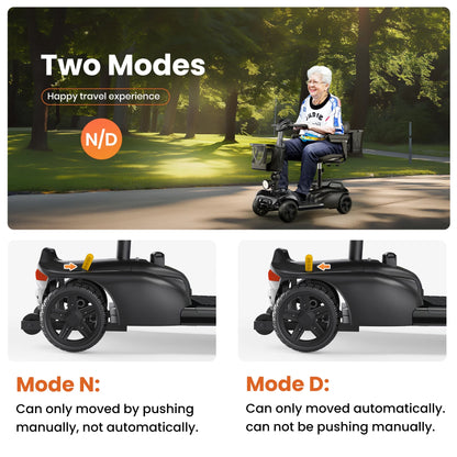 SACVON 4-Wheel Mobility Scooter – Folding, Cane Holder, Black